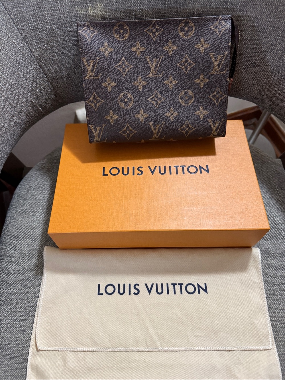 Louis Vuitton Monogram Canvas Clutch - Brown & Tan